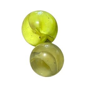 Vintage Yellow Cat Eye Marbles. 1 shooter, 1 target. (BB)